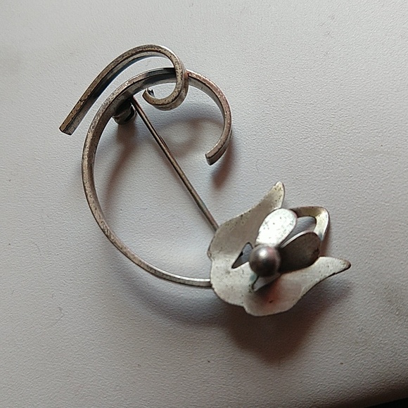 Wonderful beau sterling silver 925 dog brooch pin etch outline vintage - Picture 2 of 7